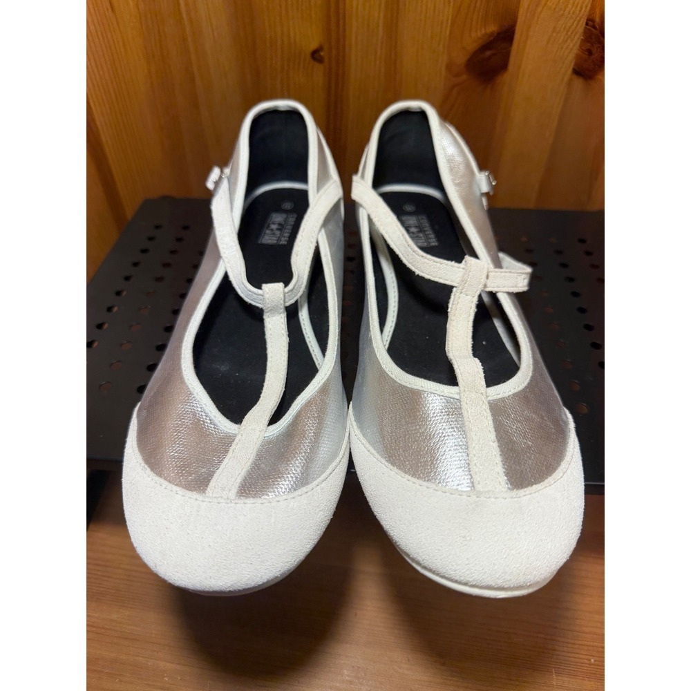 Converse One Star Womens Metallic Silver Mary Jane T-Strap Flats size 11
